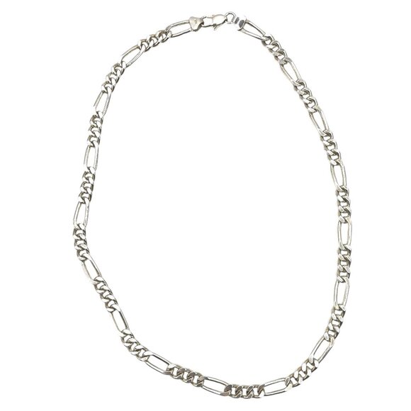 Silver Sale925 商品 925 Italy Sterling Silver Men's Figaro Chain Necklace 18 Inch 6mm